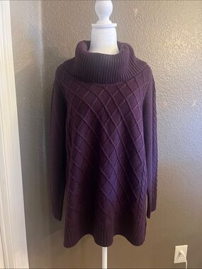 Calvin Klein Plum Cable-Knit Cowl Neck Sweater